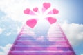Stairway going up to the hearts Royalty Free Stock Photo