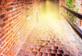 Stairway inside the Castle where we see the light at the end of Royalty Free Stock Photo