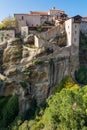 Stairway leading into a monastery build on a rock. Royalty Free Stock Photo