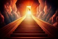 stairway leading to a door in the sky. Generative AI Royalty Free Stock Photo