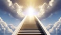 Stairway leading to heaven with light rays Royalty Free Stock Photo