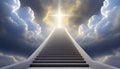 Stairway leading to heaven with light rays Royalty Free Stock Photo