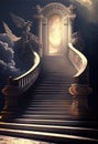 Stairway Leading To Heavenly Sky Toward The Light and Angel. Generative AI. Royalty Free Stock Photo