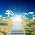 Stairway leading up to bright light Royalty Free Stock Photo