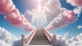Stairway leading up to bright light with clouds, heaven concept. Royalty Free Stock Photo