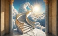 Stairway Leading Up To Heavenly Sky Toward The Light Royalty Free Stock Photo