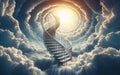 Stairway Leading Up To Heavenly Sky Toward The Light Royalty Free Stock Photo