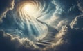 Stairway Leading Up To Heavenly Sky Toward The Light Royalty Free Stock Photo