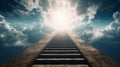 Stairway Leading Up To Heavenly Sky Toward The Light Royalty Free Stock Photo