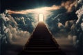 Stairway Leading Up To Sky. Illustration of way to heaven. Generative Ai. Royalty Free Stock Photo