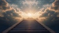 Stairway Leading Up To Sky At Sunrise - Resurrection And Entrance Of Heaven Royalty Free Stock Photo