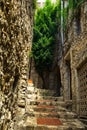 Stairway in medieval Eze village at french Riviera coast in Provence, France Royalty Free Stock Photo