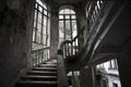 Stairway in old abandoned hotel