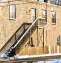 Stairway on Old Brick Building Winter