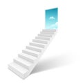 Stairway with open door heaven, ladder staircase to sky concept Royalty Free Stock Photo