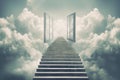 Stairway with open window to the sky.AI generated