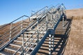 Stairway of stainless steel to the blue sky Royalty Free Stock Photo