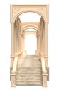 Stairway to the balustrade on a white background 3D rendering