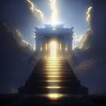 Stairway to the entrance to the temple. 3D rendering AI generated