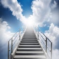 Stairway to heaven, arriving in cloudy blue sky. Royalty Free Stock Photo