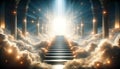 Stairway to heaven with clouds and rays of light Royalty Free Stock Photo