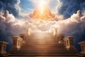 Stairway to heaven with clouds and rays of light Royalty Free Stock Photo