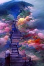 Stairway to heaven- colorful digitally painted dark fantasy artwork