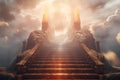 Stairway to heaven, , last journey to afterlife, religious concept, bible, angels. Death. Forever life in paradise Royalty Free Stock Photo