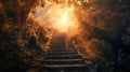 Stairway to heaven in light created with Generative AI. Staircase leading the way to heaven. Royalty Free Stock Photo