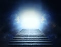 Stone steps into clouds and light. Stairway to Heaven. Royalty Free Stock Photo