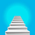 Stairway to Heaven. White Staircase Leading up to Heavenly Blue Sky Royalty Free Stock Photo