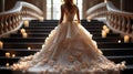 Stairway to Romance, Captivating Moments of a Bride Amidst Flickering Candles