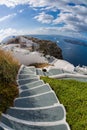 Stairway to sea on Santorini island in Greece Royalty Free Stock Photo