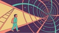 Stairway to space, surreal cosmic journey vector design Generative AI