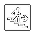 stairway up evacuation emergency line icon vector illustration