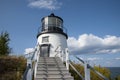 Stairway up to Maine Lighthouse Over Ocean Harbor Royalty Free Stock Photo