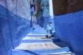 Stairway and wall in medina of chefchaouen Royalty Free Stock Photo