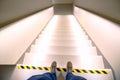 Stairways leading up or down with bright lights Royalty Free Stock Photo