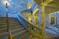 A stairwell lined with balustrades between the first and second floors inside the State Capitol in Boise, Idaho, USA - August 13,