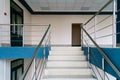 Stairwell in a modern building. Staircases as an emergency evacuation exit from the building in case of fire or emergency. Clean Royalty Free Stock Photo