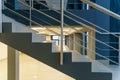 Stairwell in a modern building. Staircases as an emergency evacuation exit from the building in case of fire or emergency. Clean Royalty Free Stock Photo