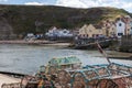 STAITHES, NORTH YORKSHIRE/UK - AUGUST 21 : View of Staithes harbour North Yorkshire on August 21, 2010. Unidentified people.