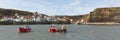 Staithes Yorkshire England seaside village and tourist destination panoramic view Royalty Free Stock Photo