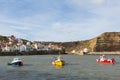 Staithes Yorkshire boats in the bay