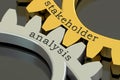 Stakeholder analysis concept on the gearwheels, 3D rendering Royalty Free Stock Photo