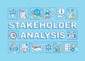 Stakeholder analysis word concepts blue banner