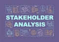 Stakeholder analysis word concepts purple banner