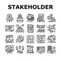 Stakeholder Business Collection Icons Set Vector