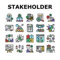 Stakeholder Business Collection Icons Set Vector