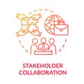 Stakeholder collaboration red gradient concept icon